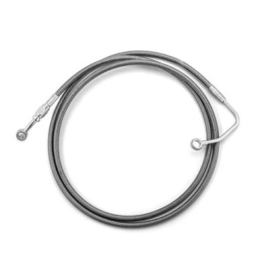 Imagem de Mofun 71" Extended Length ABS Upper Hydraulic Front Brake Line Stainless Steel Compatible with Harley Touring Road King Street Electra Road Glide 2009-2013, Fit 16"-18" Handlebar Black