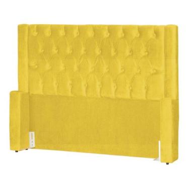 Imagem de Cabeceira de Cama Box Estofada 195 cm King Emma Suede - Fina Mobília, 