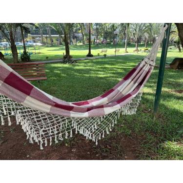 Imagem de Mimi Utilidades Rede De Casal De Algodão Cor Vinho Com Cru