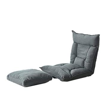 Imagem de ZABEES Banco de descanso para os pés, espreguiçadeira dobrável, varanda, lazer, ajustável, sofá preguiçoso, banco de tatami, removível e lavável, espreguiçadeira, para sala de estar, assento