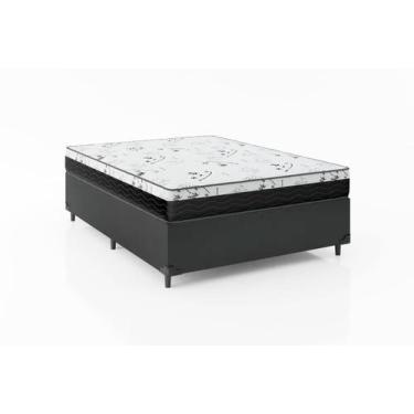 Imagem de Cama Box Casal 138 Sintético Preto com Colchão Espuma D33 One Face - B
