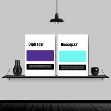 Imagem de Kit 2 Quadros Remédios Dipirada E Buscopaz 45X34Cm Branca