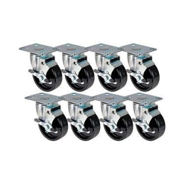 Imagem de Kit 8 un roda rodízio giratório freio polipropileno 3 pol - AJAX