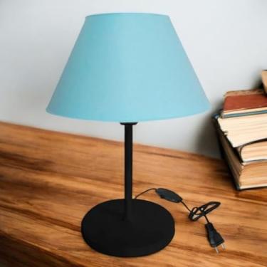 Imagem de Luminária de Mesa Abajur Cúpula Injetada para Escritório Quarto Recepção Decoração Sala Moderno (PRETO/AZUL)