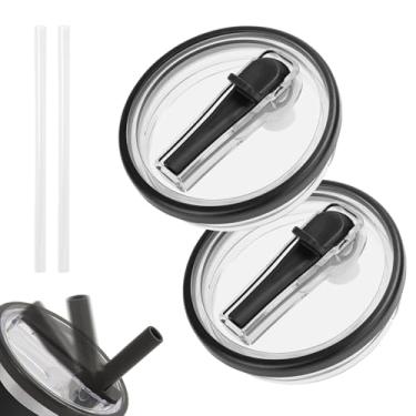 Imagem de Pacote com 2 tampas de copo de substituição de 1,134 g para Stanley, tampa flip à prova de vazamento para Stanley 1,134 g H2.0 Quencher (creme/preto)