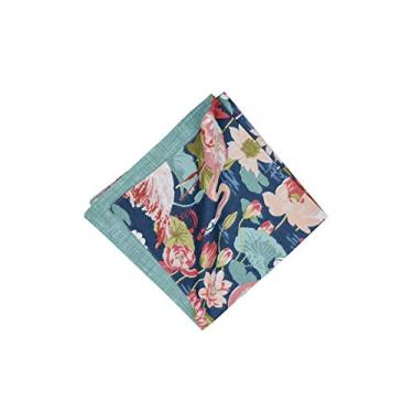 Imagem de C&F Home Flamingo Lagoon Rosa E Azul Tropical Botânico Reversível Hachurado 20" X Lavável À Máquina Conjunto De 6 Guardanapos Pano Jantar