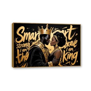 Imagem de SDYJ6GSW Arte de parede do rei e da rainha africana, impressões em tela abstratas, impressão em tela abstrata, pôster inspirador de homem negro para sala de estar quarto banheiro 45 x 30 cm (18 x 12