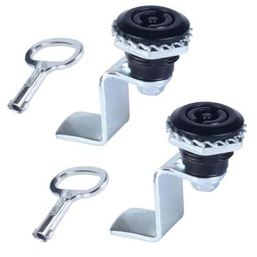 Imagem de JIQI 2 peças de trava de lingueta preta industrial para caixas de distribuição e armários de controle, dobra de língua de 1,18" (30 mm), núcleo de trava cilíndrica com chave