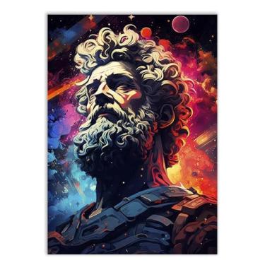Imagem de Placa Decorativa Marco Aurélio Cosmos Ilustração Estoicismo Decoração Poster Quarto Sala