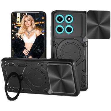 Imagem de Fofvccv Capa para Motorola Edge 60 Fusion Armour com capa de lente de câmera deslizante, capa protetora à prova de choque de grau militar com suporte magnético giratório para Moto Edge 60 Fusion, JS