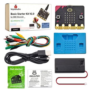 Imagem de Kit básico de iniciação KEYESTUDIO para BBC micro bits, programação gráfica de bússola Bluetooth integrada, detecção de movimento, codificação de tela LED para crianças adolescentes + suporte de bateria e cabo USB para microbit