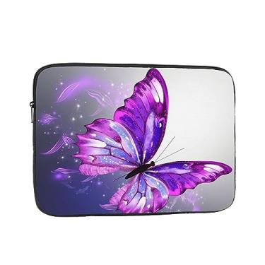 Imagem de Capa para laptop borboleta roxa bolsa para laptop à prova de choque capa protetora para notebook capa para laptop 13 polegadas