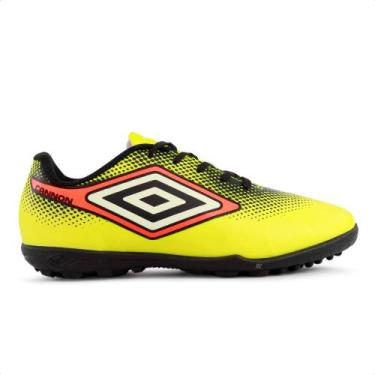 Imagem de Chuteira Society Umbro Cannon Jr Infantil, Amarelo, Laranja, 35