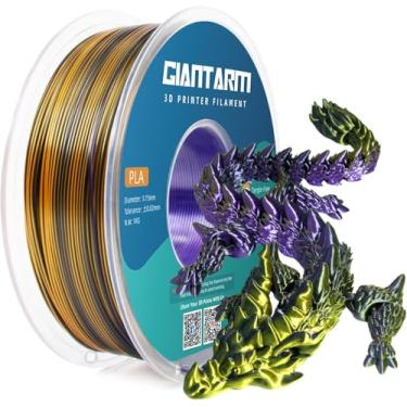 Imagem de GIANTARM Filamento de Impressora 3D Silk Pla, Filamento de Impressão 3D Pla Tricolor de 1,75 Mm, Silk Pla Brilhante, Precisão Dimensional +/- 0,03 Mm, 1 Kg/2,2 Libras (Roxo + Dourado + Preto)