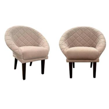 Imagem de Kit 2 Cadeiras Sala de Estar Liz Veludo Bege - Mansão Decor