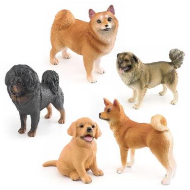 Imagem de Conjunto de bonecos Realistic Dog, 5 peças, PVC, Samoyed, Labrador Shi