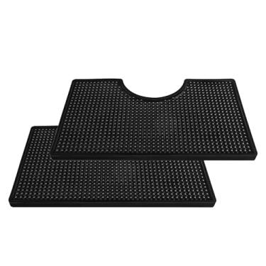 Imagem de Tapete De Bar, Bandeja Coletora De Cerveja De Borracha, Tapete De Bar Preto, Tapetes Antiderramamento De Bancada Para Torre De Cerveja, Acessórios À Prova D'água(2pcs)