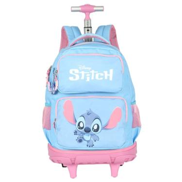 Imagem de Mochila Grande Rodinha Bebê Stitch Reforçada Juvenil Azul
