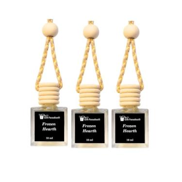 Imagem de Gift Paradise Conjunto de 3 aromatizadores de carro de suspensão Frozen Hearth (10 ml cada) – Difusor de óleo de fragrância de longa duração para carro, casa e escritório | Saco de presente de veludo