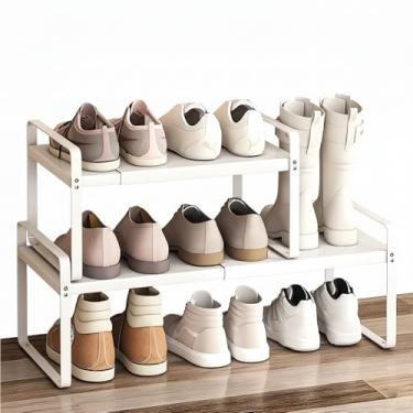 Imagem de Yagizaai Bayou Sapateira expansível, organizador de armazenamento de armário ajustável, prateleira de aço carbono resistente, unidade empilhável independente para espaços pequenos (25,4 cm, pacote com