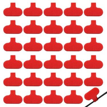 Imagem de Verkelly 40 etiquetas de cabo de , etiquetas de cabo impermeáveis graváveis, etiquetas de fio multifuncionais para facilitar a organização e identificação (vermelho)