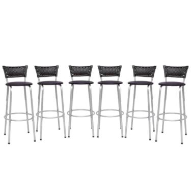 Imagem de Conjunto Premium Banquetas Banco Prata Gourmet Bistrô Americana Bancada Bar 6 Unidades - Itagold (Marrom Escuro)