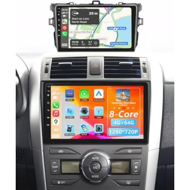 Imagem de Rádio de carro 8 núcleos 4G + 64G para Toyota Corolla 2008 2009 2010 2011 2012 2013, carro estéreo Carplay, Android auto, tela sensível ao toque de 9 polegadas, GPS 4G-WiFi BT/FM/RDS EQ câmera de