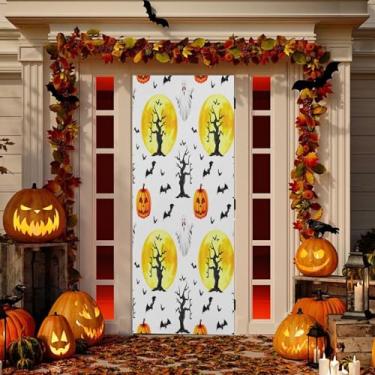 Imagem de Wassud Howling Halloween Door Cover Decoration Outdoor Indoor Banner Varanda Decoração de casa Grande Decoração de porta da frente 96 x 98 polegadas
