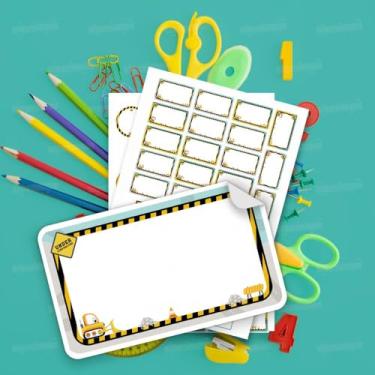 Imagem de Kit Etiquetas Escolares Infantis Caminhões 01 Adesivas para Identificação de Material Escolar