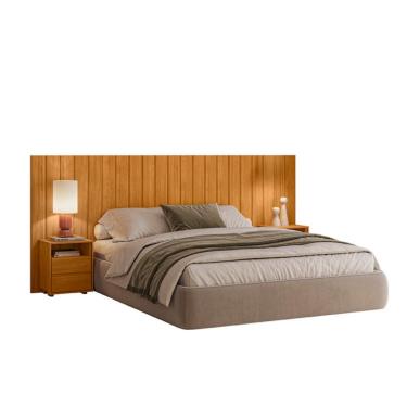 Imagem de Cabeceira Casal Extensível com 2 Mesas de Apoio Frida 4 Gavetas Cinamomo