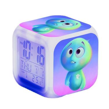 Imagem de Despertador digital LED quadrado animado 8x8x8cm para crianças