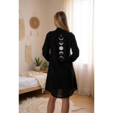 Imagem de Vestido Curto Botão Saida De Praia Chemise Camisão Moda Feminina Verão-Feminino