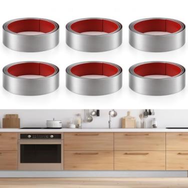 Imagem de Otoolling Pacote com 6 placas de aço inoxidável de 20 x 86 cm para decoração de proteção, faça-você-mesmo, placas de metal autoadesivas para parede interna ou externa, armário de cozinha, máquina de