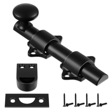 Imagem de Tandefio Parafuso de bengala de 10 cm para portão de latão sólido resistente trava de porta holandesa trava preta trava de sótão para porta de celeiro deslizante holandesa cerca de madeira portão de