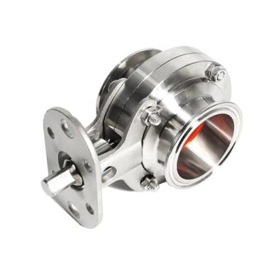 Imagem de Válvula Borboleta Sanitária Grau Higiênico Aço Inox 304 - Abraçadeira Tri 1.5"/2", Ø19/25/32/38/45/51mm, Operação Pneumática, Compatível Alimentar/Farmacêutico(19x50.5mm)