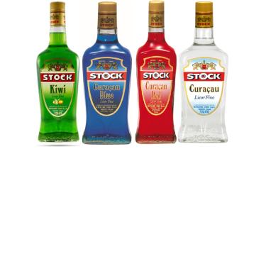 Imagem de Kit Licor Stock - Curaçau, Curaçau Blue, Red, Kiwi 720ml cada