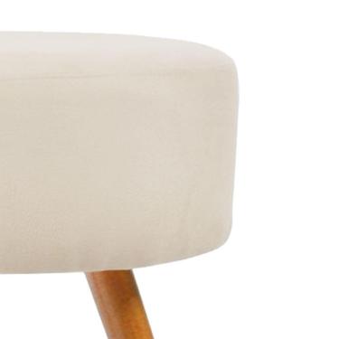 Imagem de Puff Para Sala Redondo Pés Palito Suede Balaqui Decor Cor:bege