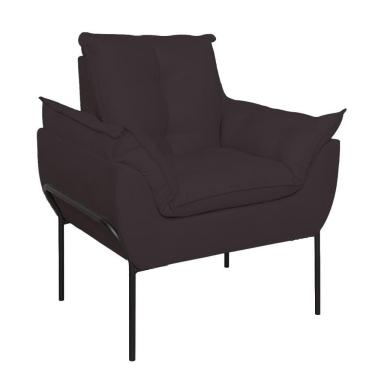 Imagem de Poltrona Sofá Luxo Base Metal Preto Recepção Escritório Cinza