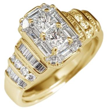 Imagem de Anéis de noivado de zircônia cúbica branca quadrada banhada a ouro para mulheres, alianças de casamento, presente de festa, 8, Liga de aço, Zircônia cúbica