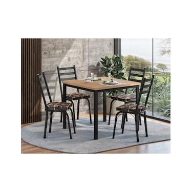 Imagem de Conjunto Mesa Quadrada 90x90 com 4 Cadeiras Artefamol Juriti Preto Fosco e Tampo BP