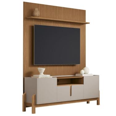 Imagem de Rack Bancada Luiza com Painel Sena para TV Até 60 Polegadas 4 Portas com Detalhe Frisado