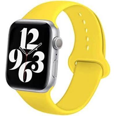 Imagem de Pulseira Silicone para Apple Watch 44mm e 42mm - Amarelo - Tamanho m/l