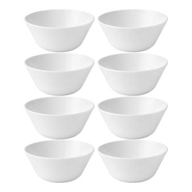 Imagem de Conjunto 8 Bowl Branco de Vidro Opalino Mini Tigela Redonda Sobremesa 