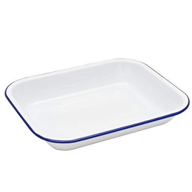 Imagem de Torradeira aberta pequena Enamelware, 29,2 x 23,5 cm, branco vintage/azul (individual)