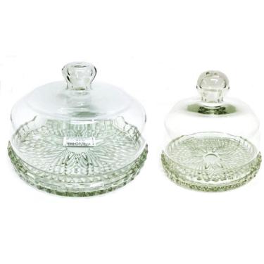 Imagem de Jogo Queijeira Vidro Premium P e G Base Decorada Veneza