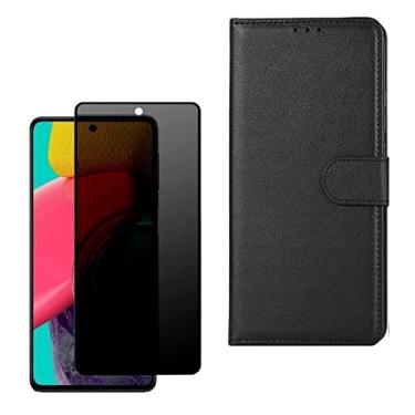 Imagem de Kit Capa Carteira Flip + Pelicula Privacidade Compatível Samsung Galaxy M13 M23 M52 M53 (Galaxy M62)