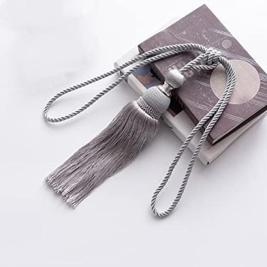 Imagem de Suportes de cortina de amarração de cortina Correia de cortina com franjas de janela Correia de cortina de gancho simples, T14,4 pcs