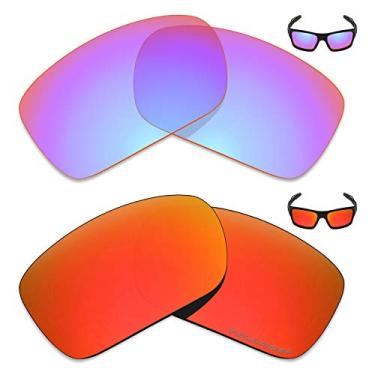 Imagem de Mryok+ 2 pares de lentes polarizadas de substituição para óculos de sol Oakley Turbine – Rosa cobalto/vermelho fogo