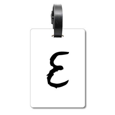 Imagem de Alfabeto grego Epsilon silhueta preta bolsa etiqueta bagagem cartão pendurado Scutcheon etiqueta