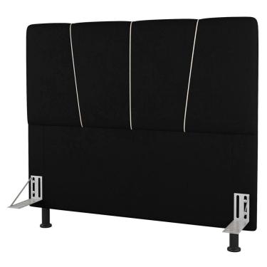 Imagem de Cabeceira Cama Box Casal Amber 140cm Estofada Sintético Preto - Desk Design